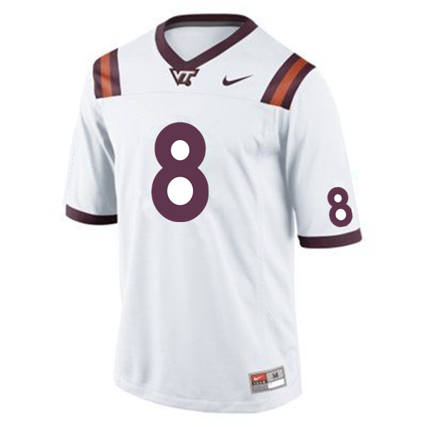 Men #8 Emmanuel Belmar Virginia Tech Hokies College Football Jerseys Sale-White